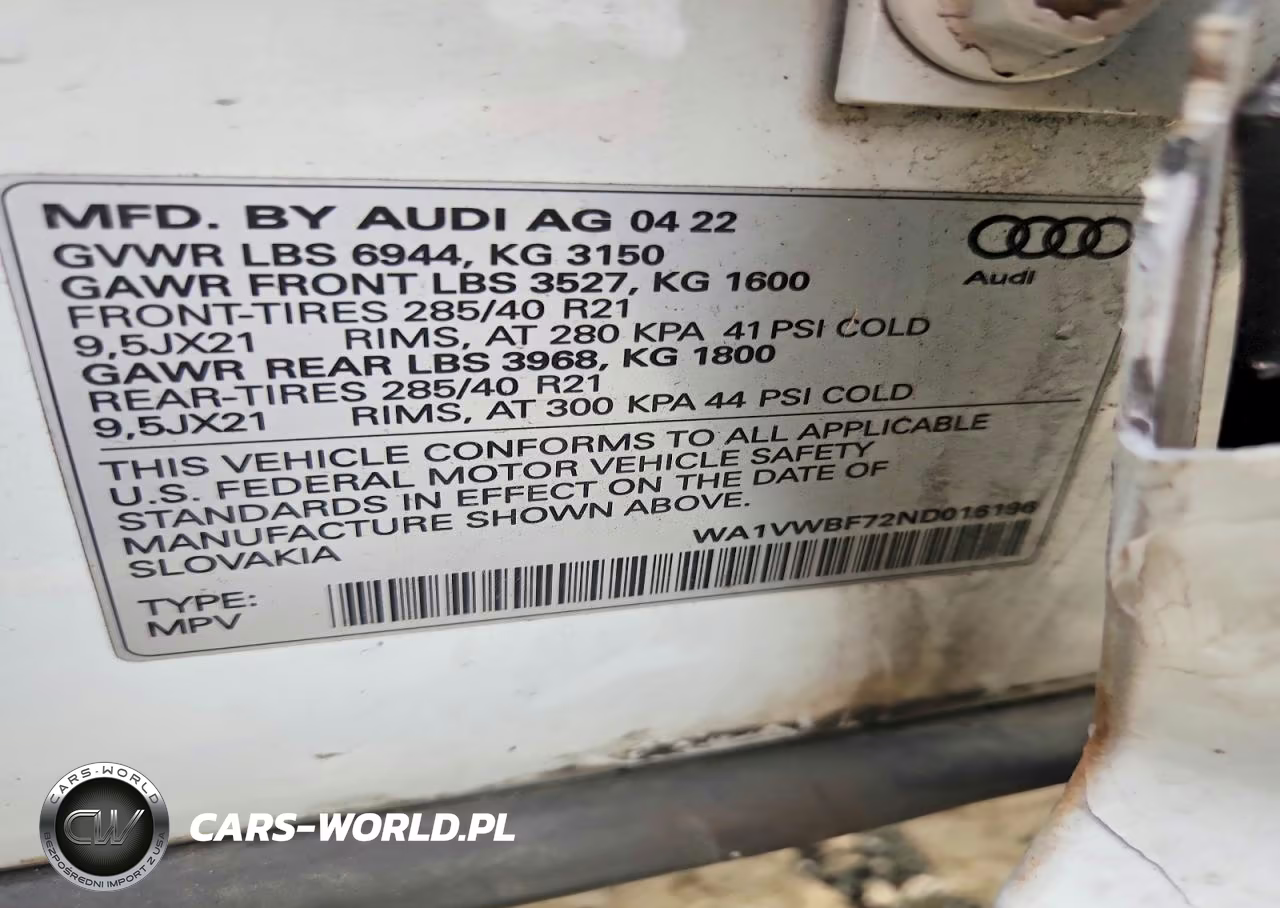 2022 Audi Sq7 Prestige VIN:WA1VWBF72ND016196 - 13