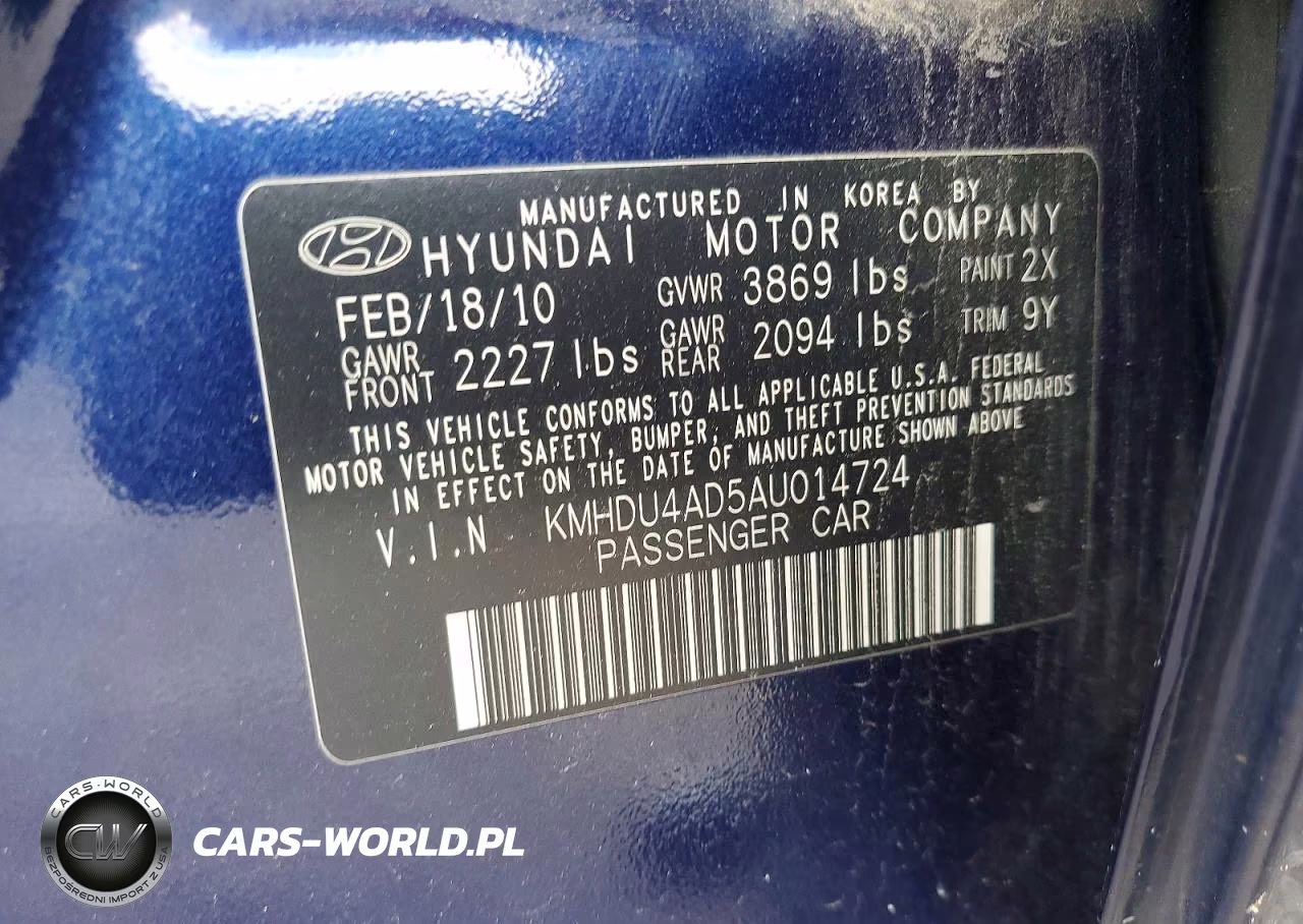 2010 Hyundai Elantra Gls VIN:KMHDU4AD5AU014724 - 12