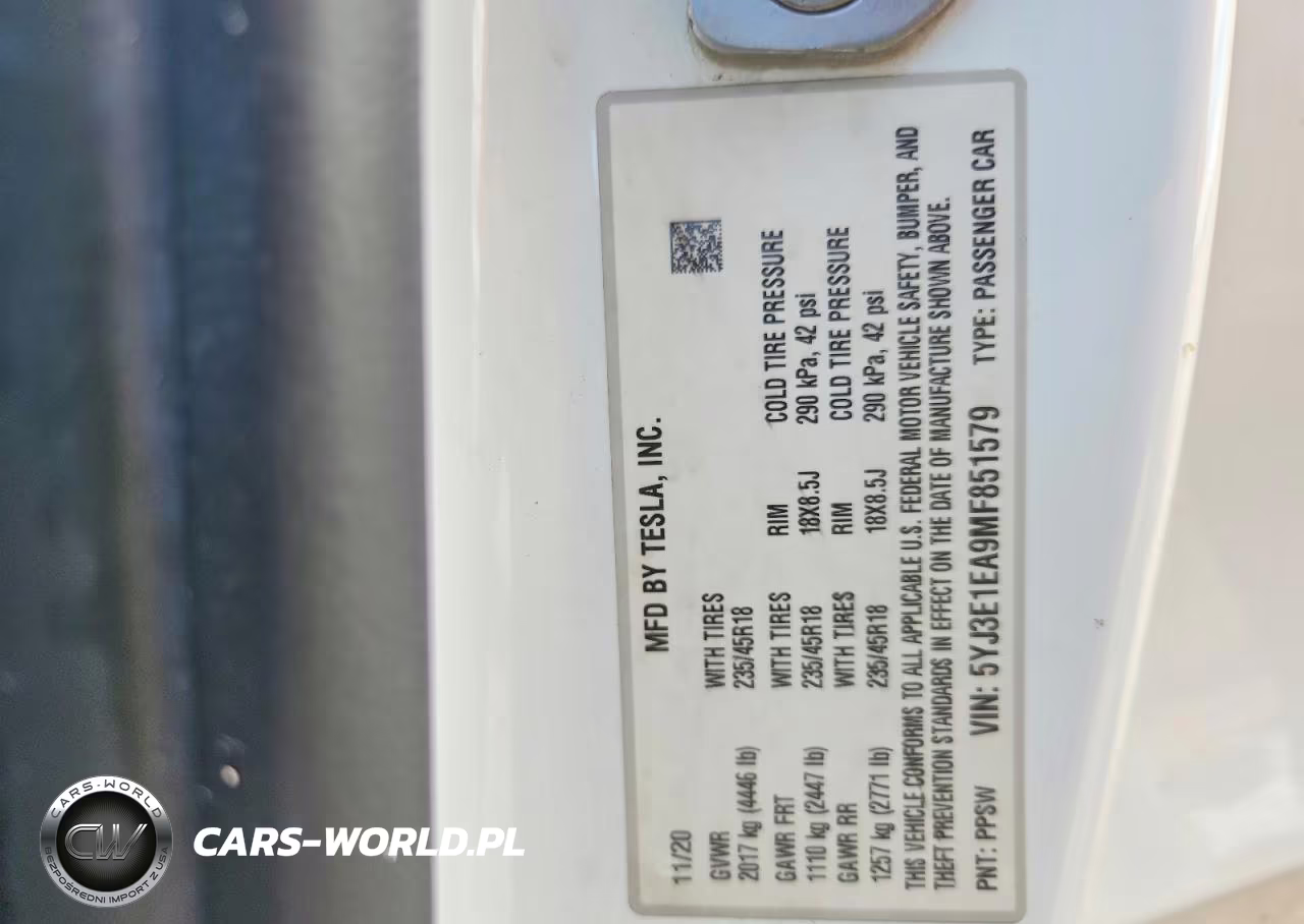2021 Tesla Model 3 VIN:5YJ3E1EA9MF851579 - 12