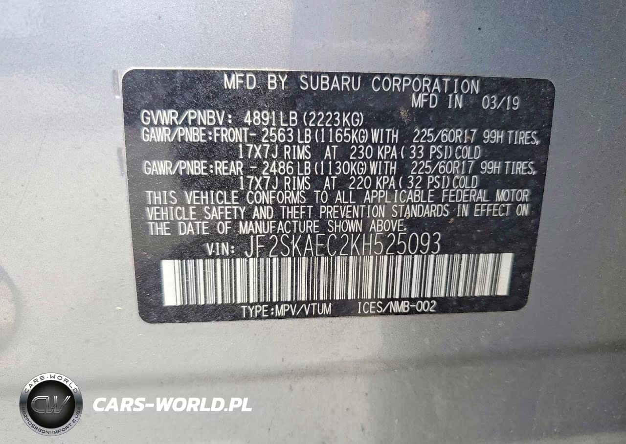 2019 Subaru Forester Premium VIN:JF2SKAEC2KH525093 - 13