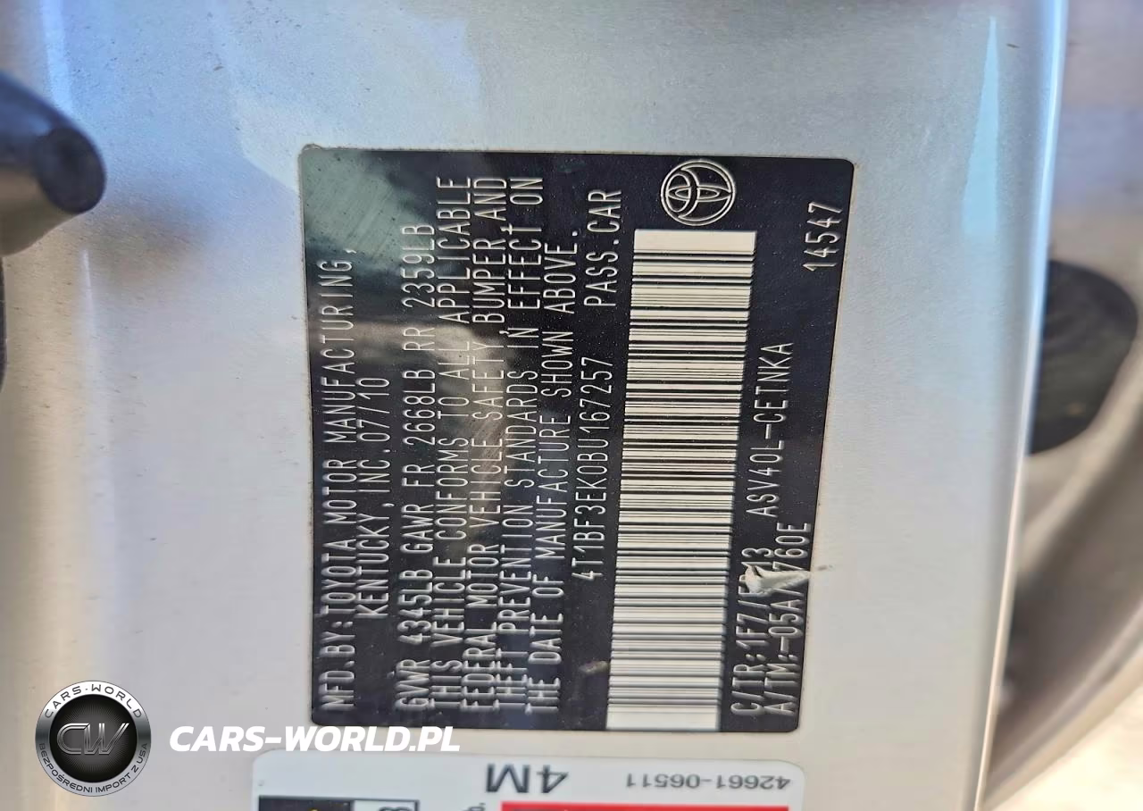 2011 Toyota Camry Le VIN:4T1BF3EK0BU167257 - 12