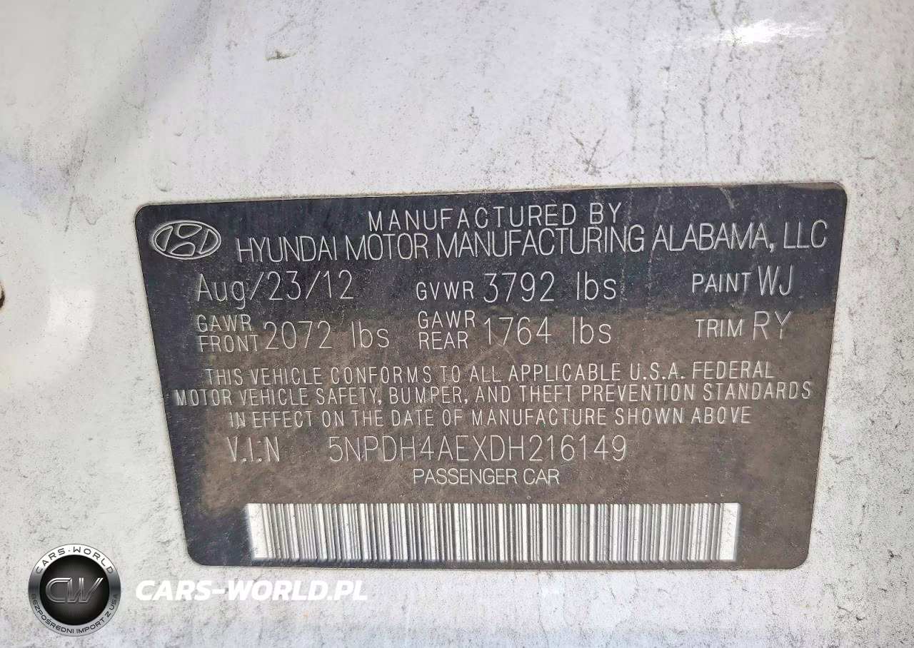 2013 Hyundai Elantra Limited VIN:5NPDH4AEXDH216149 - 12