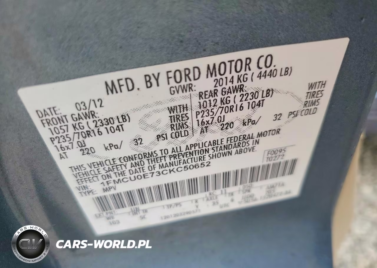 2012 Ford Escape Limited VIN:1FMCU0E73CKC50652 - 13