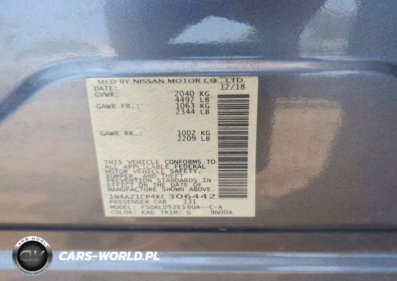 2019 Nissan Leaf Sv VIN:1N4AZ1CP4KC306442 - 12