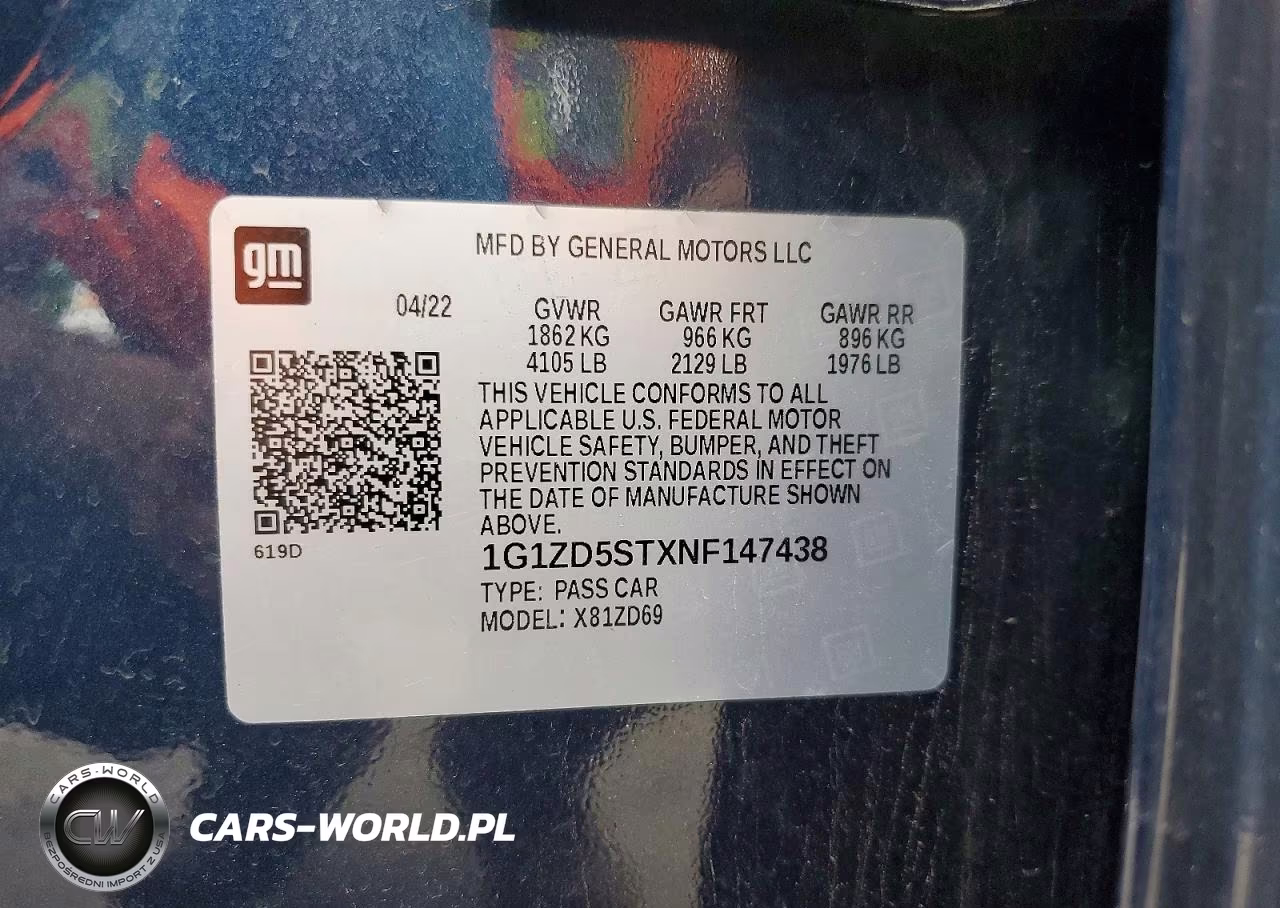 2022 Chevrolet Malibu Lt VIN:1G1ZD5STXNF147438 - 12