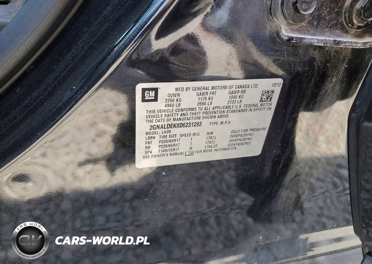 2013 Chevrolet Equinox Lt VIN:2GNALDEK8D6231293 - 14