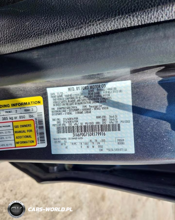 2013 Ford Fusion S VIN:3FA6P0G75DR179916 - 13