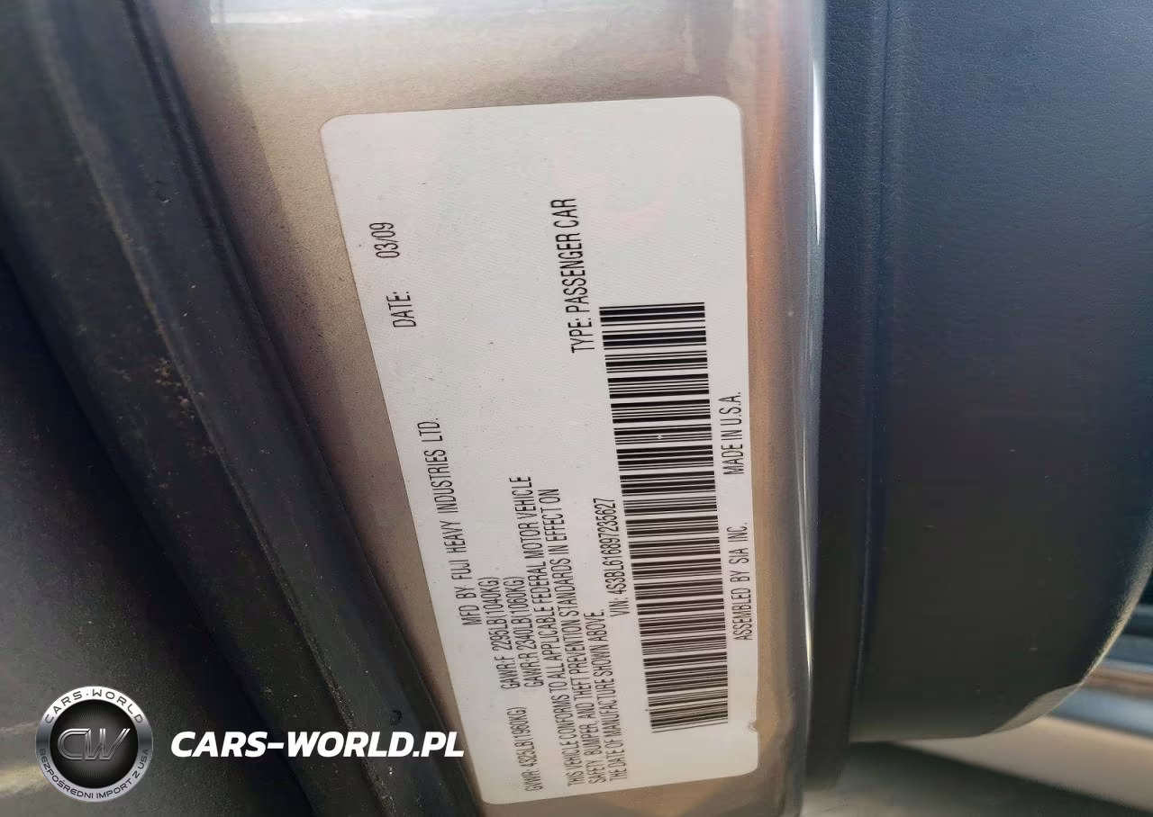 2009 Subaru Legacy 2.5I VIN:4S3BL616897235627 - 13