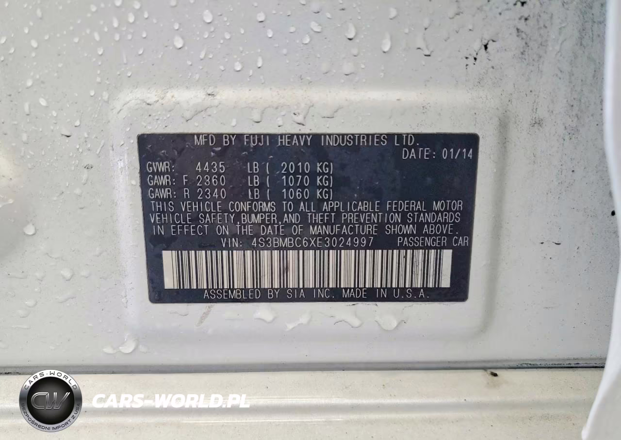 2014 Subaru Legacy 2.5I Premium VIN:4S3BMBC6XE3024997 - 12