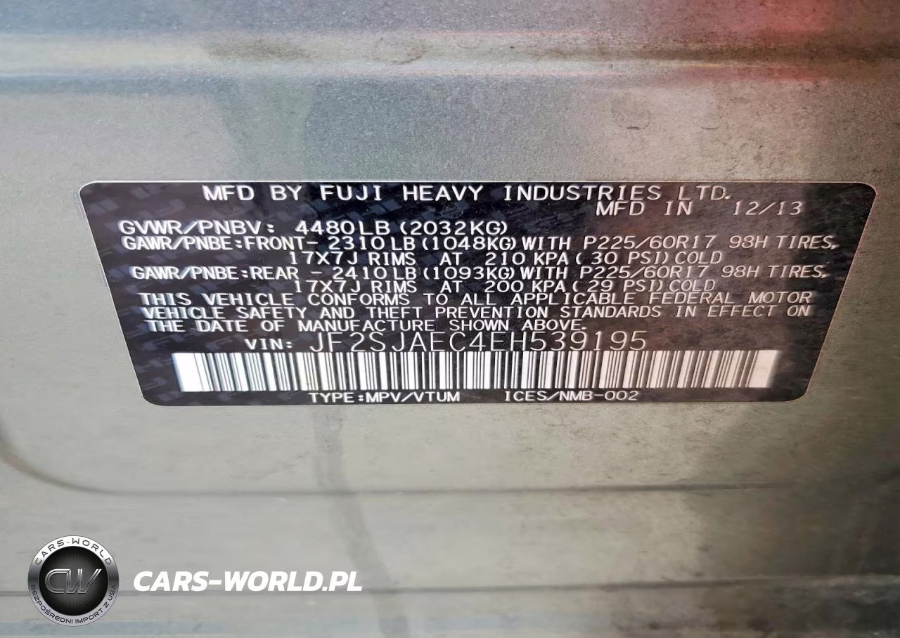 2014 Subaru Forester 2.5I Premium VIN:JF2SJAEC4EH539195 - 13