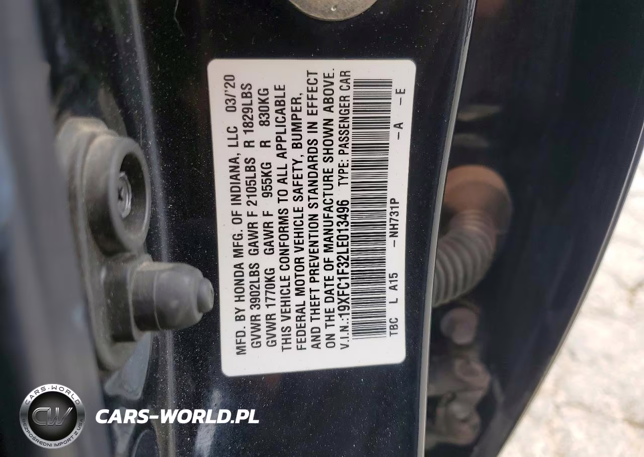 2020 Honda Civic Ex VIN:19XFC1F32LE013496 - 12