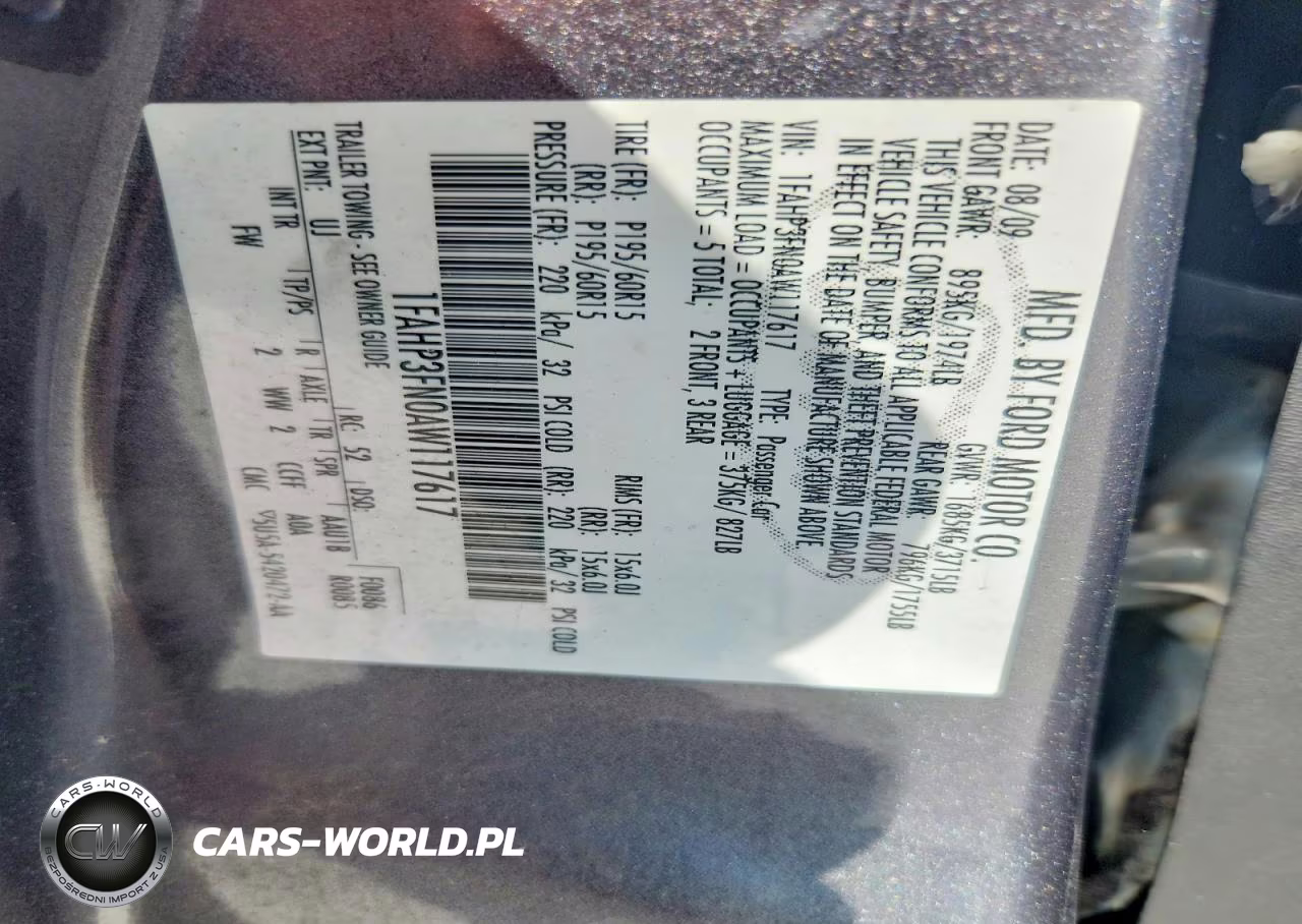 2010 Ford Focus VIN:1FAHP3FN0AW117617 - 12