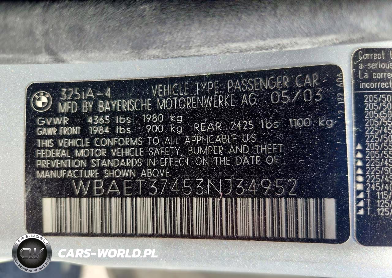 2003 BMW 325 I VIN:WBAET37453NJ34952 - 12