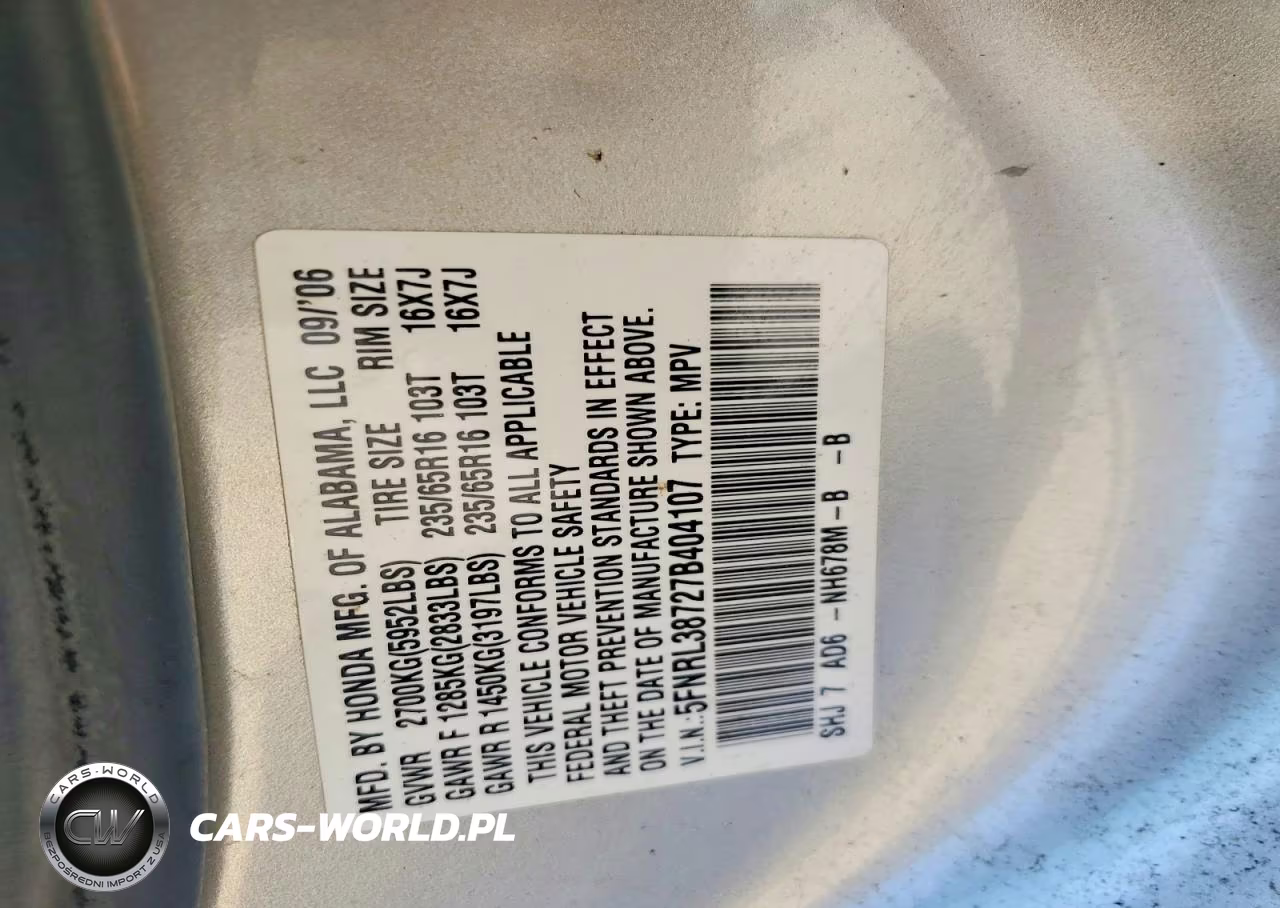 2007 Honda Odyssey Exl VIN:5FNRL38727B404107 - 13