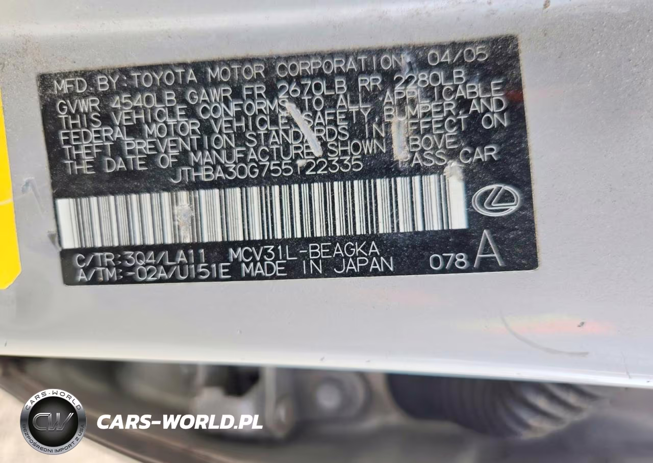 2005 Lexus Es 330 VIN:JTHBA30G755122335 - 12