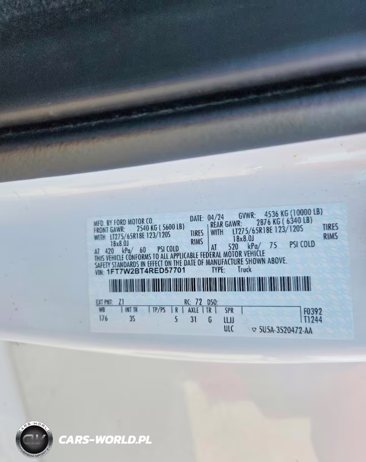 2024 Ford F250 Super Duty VIN:1FT7W2BT4RED57701 - 12