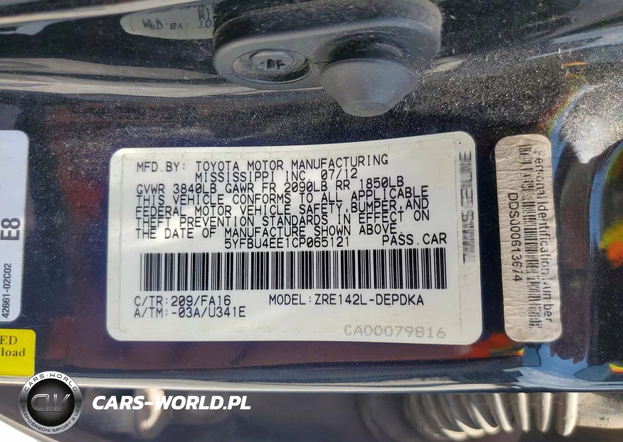 2012 Toyota Corolla L VIN:5YFBU4EE1CP065121 - 12
