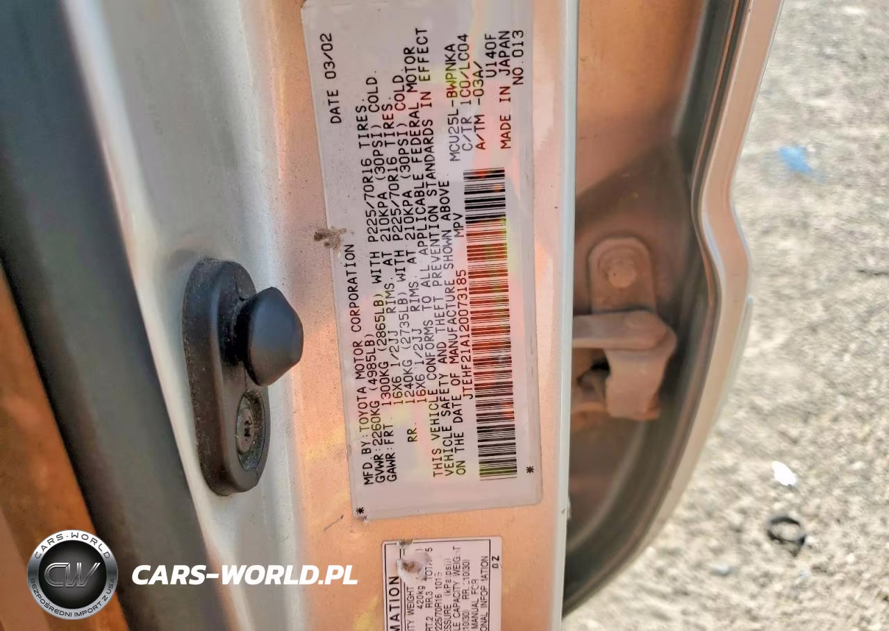 2002 Toyota Highlander Limited VIN:JTEHF21A120073185 - 13