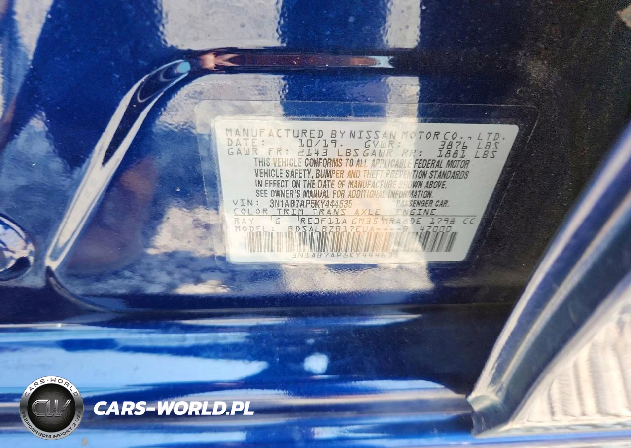 2019 Nissan Sentra S VIN:3N1AB7AP5KY444635 - 12