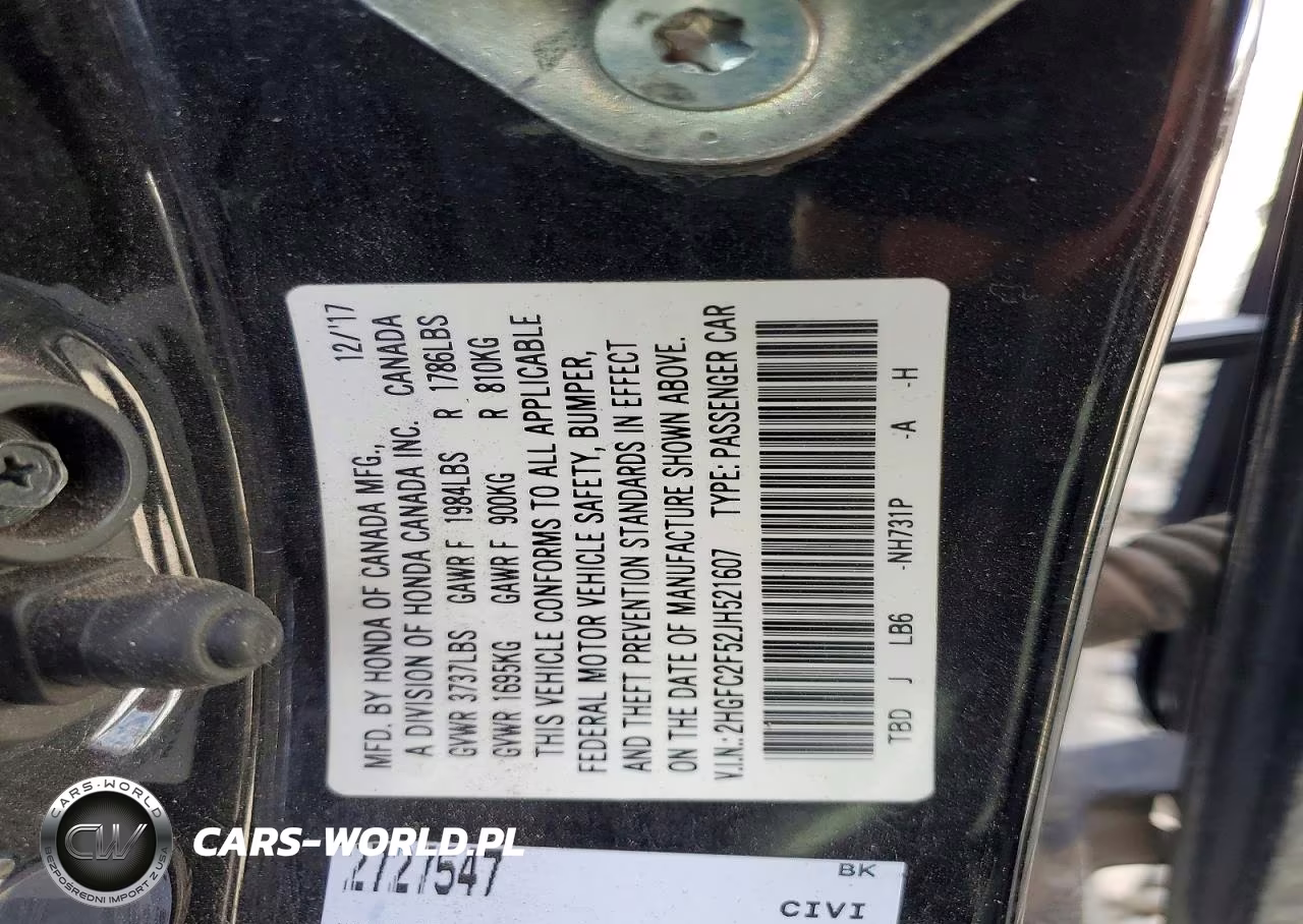 2018 Honda Civic Lx VIN:2HGFC2F52JH521607 - 13