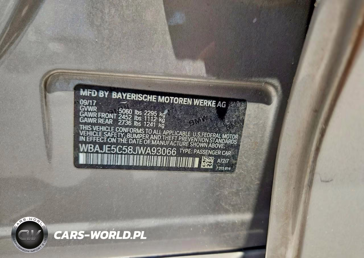 2018 BMW 540 I VIN:WBAJE5C58JWA93066 - 12