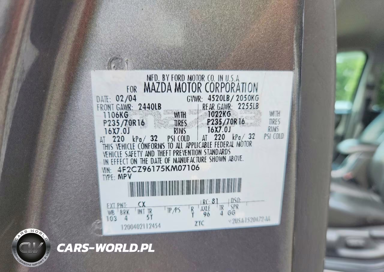 2005 Mazda Tribute S VIN:4F2CZ96175KM07106 - 12