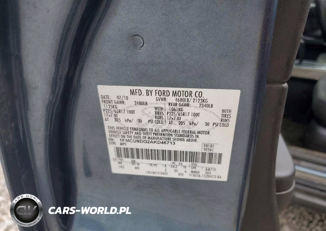 2010 Ford Escape Xlt VIN:1FMCU9DG2AKD46713 - 13