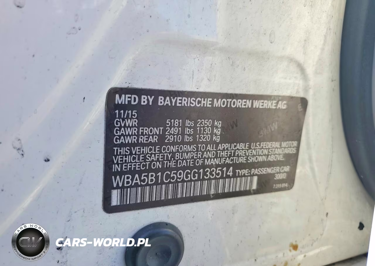 2016 BMW 535 I VIN:WBA5B1C59GG133514 - 12