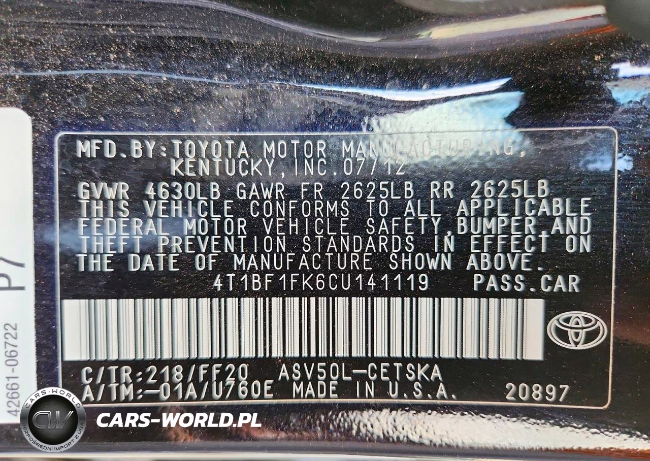 2012 Toyota Camry Se VIN:4T1BF1FK6CU141119 - 12
