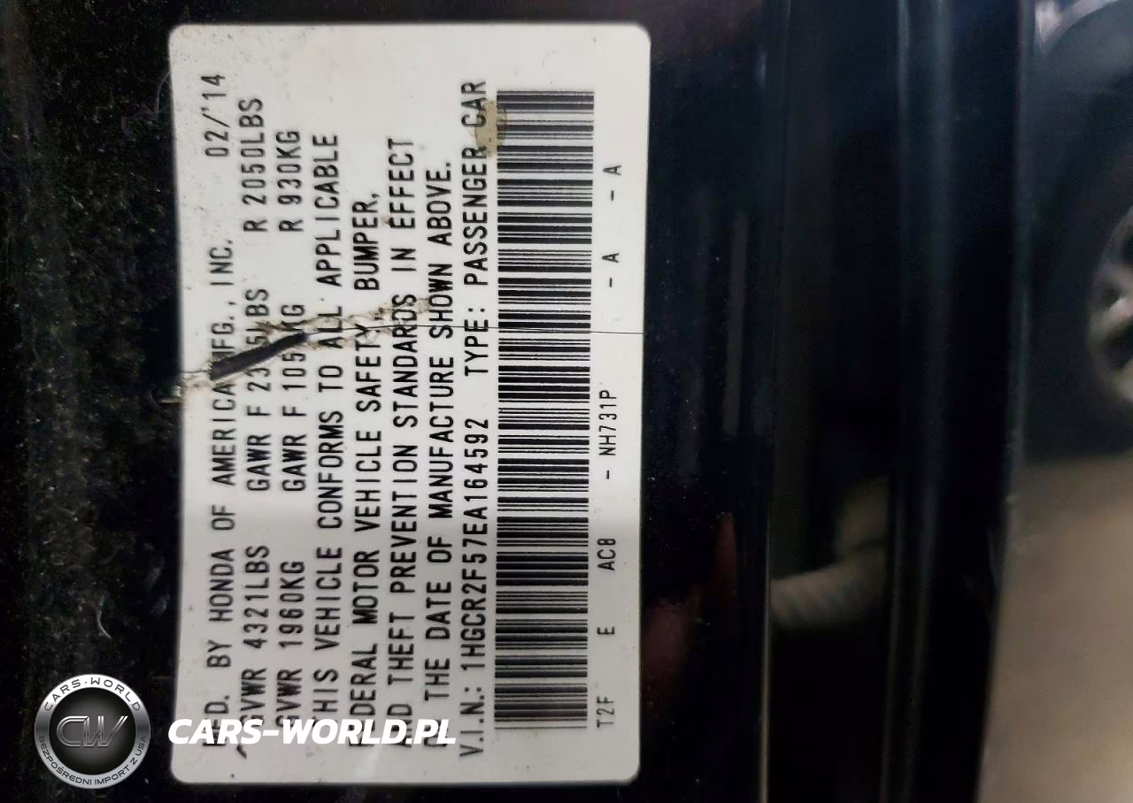 2014 Honda Accord Sport VIN:1HGCR2F57EA164592 - 12