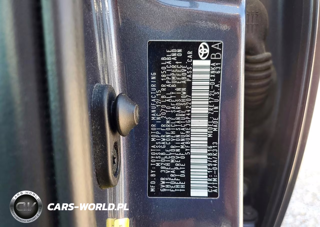 2016 Toyota Corolla Le VIN:5YFBURHE3GP442207 - 12