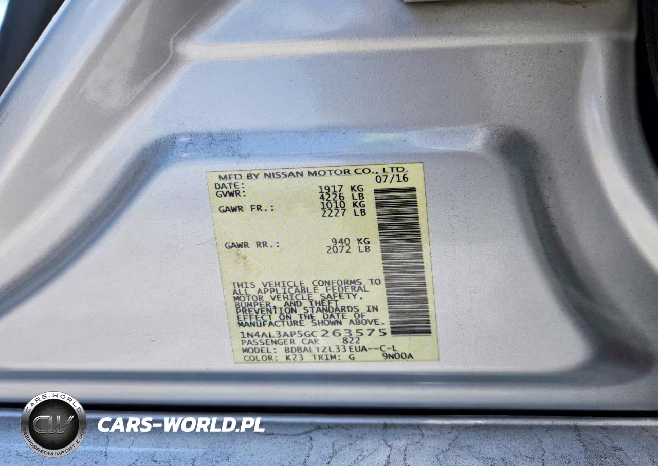 2016 Nissan Altima 2.5 Sl VIN:1N4AL3AP5GC263575 - 12