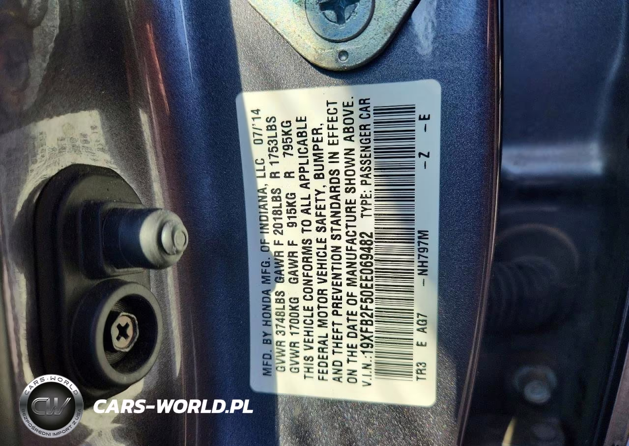 2014 Honda Civic Lx VIN:19XFB2F50EE069482 - 12
