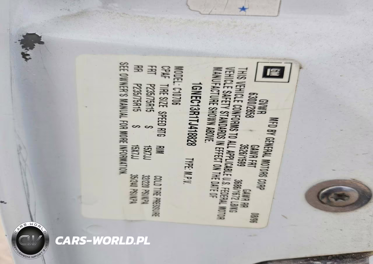 1996 Chevrolet Tahoe VIN:1GNEC13R1TJ418828 - 13