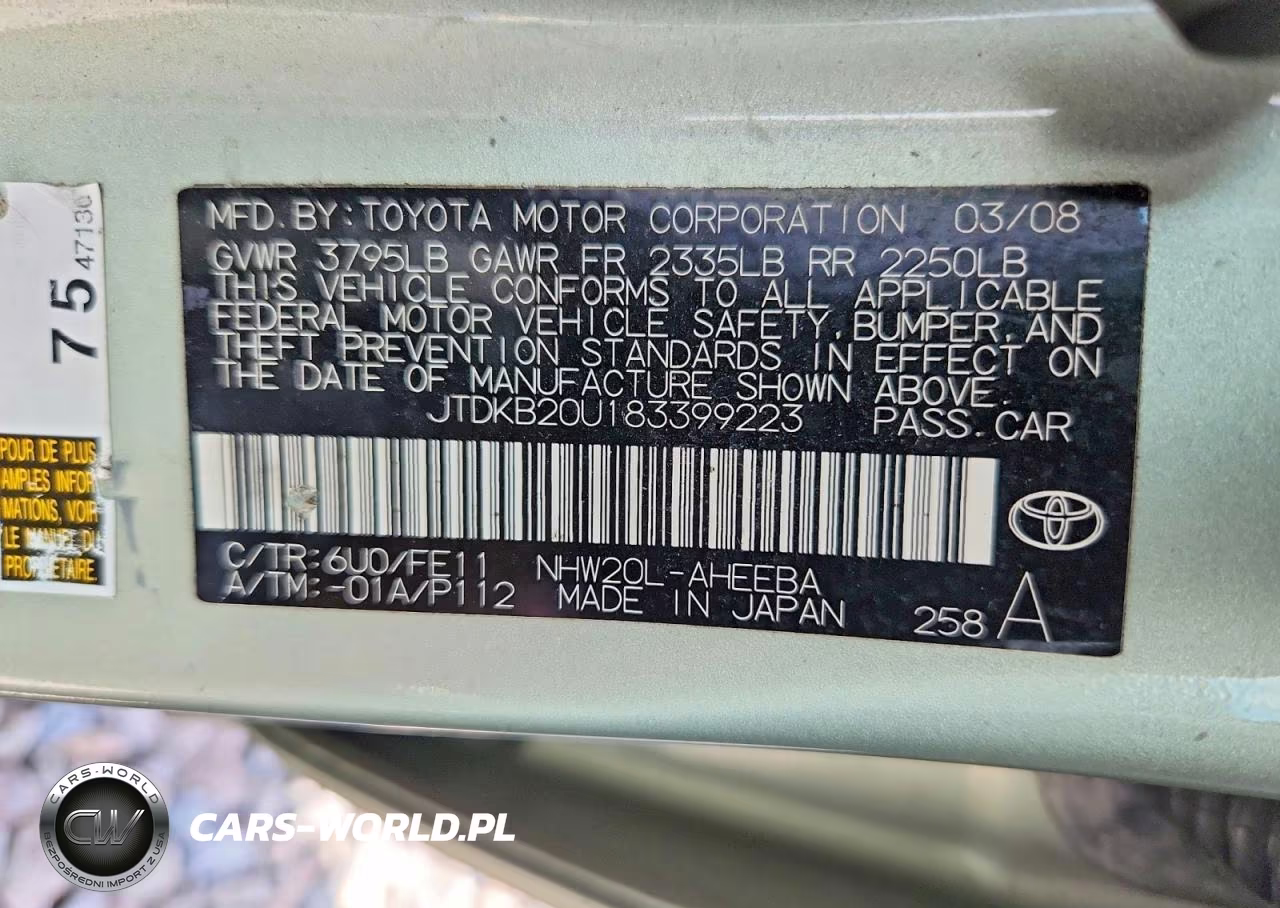 2008 Toyota Prius Base VIN:JTDKB20U183399223 - 12