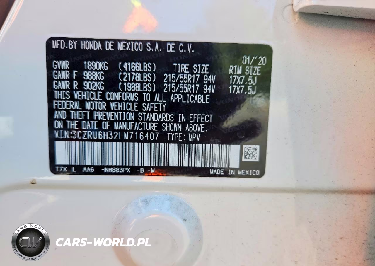 2020 Honda Hr-V Lx VIN:3CZRU6H32LM716407 - 13