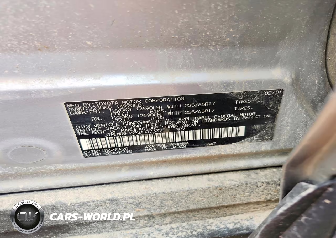 2019 Toyota Rav4 Hybrid Xle VIN:JTMRWRFV2KD007332 - 13