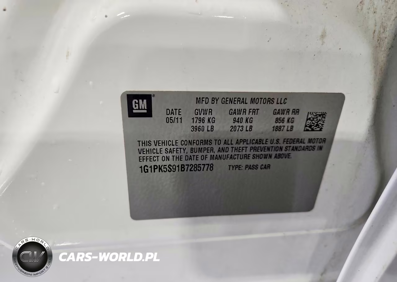 2011 Chevrolet Cruze Eco VIN:1G1PK5S91B7285778 - 12