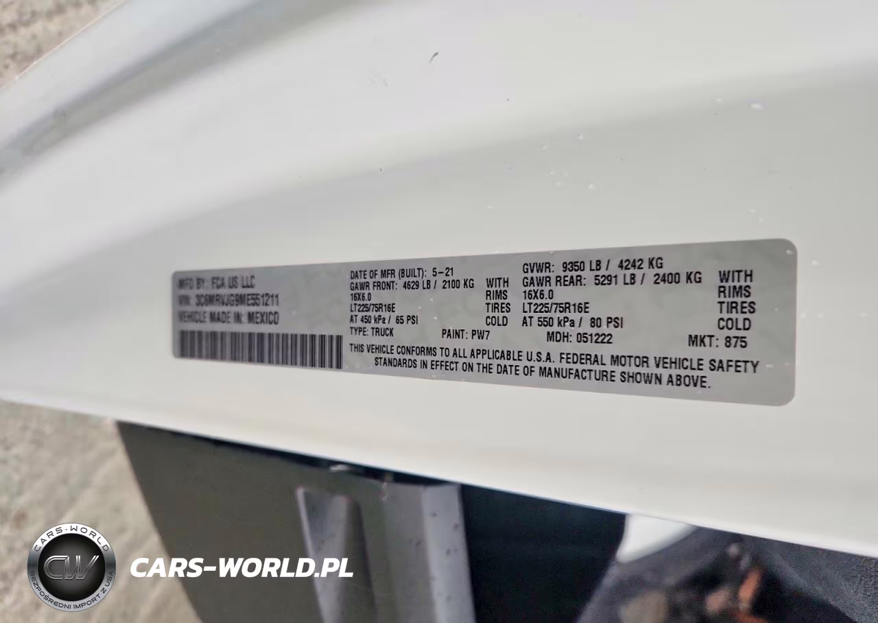 2021 Ram Promaster 3500 3500 High VIN:3C6MRVJG9ME551211 - 13