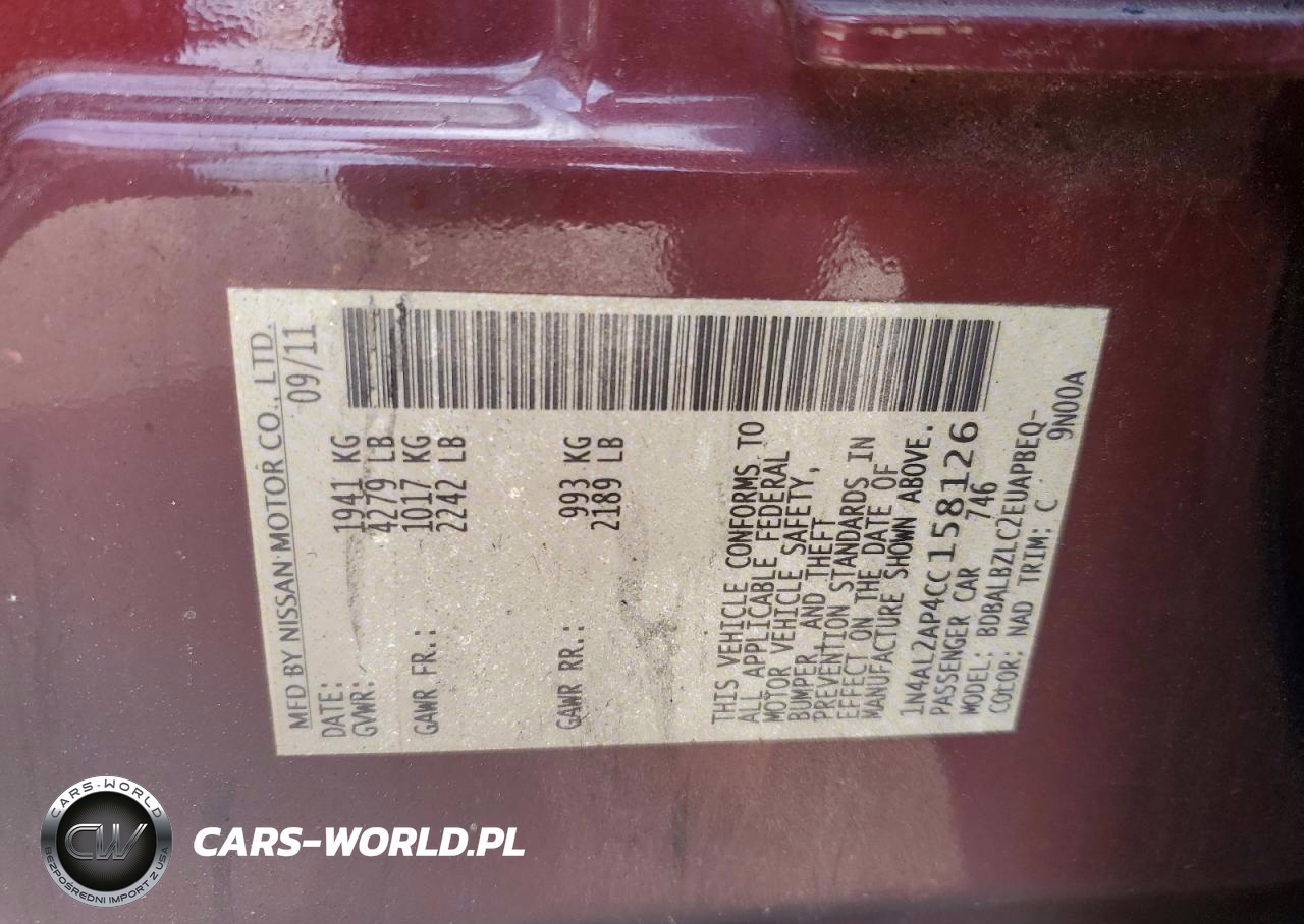 2012 Nissan Altima Base VIN:1N4AL2AP4CC158126 - 12