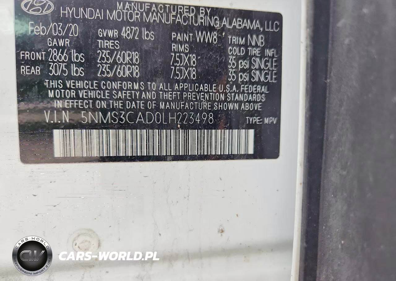 2020 Hyundai Santa Fe Sel VIN:5NMS3CAD0LH223498 - 12