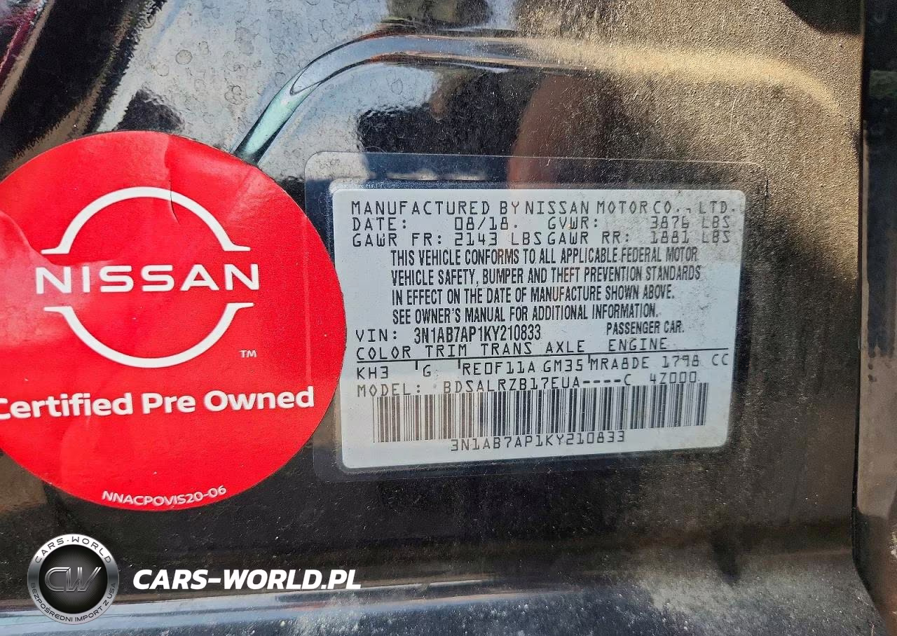 2019 Nissan Sentra Sr VIN:3N1AB7AP1KY210833 - 12