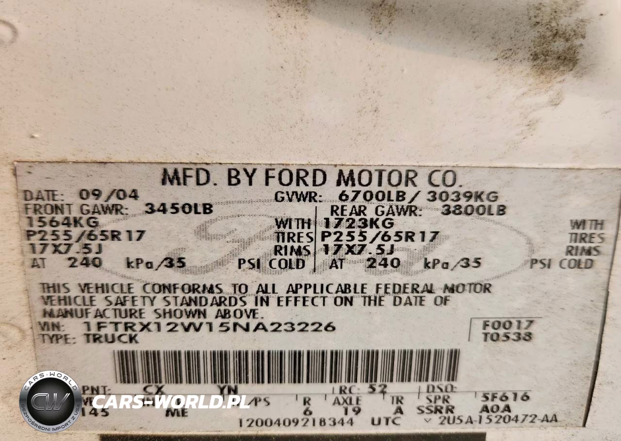 2005 Ford F150 VIN:1FTRX12W15NA23226 - 12