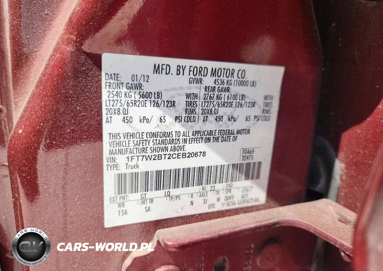 2012 Ford F250 Super Duty VIN:1FT7W2BT2CEB20678 - 12