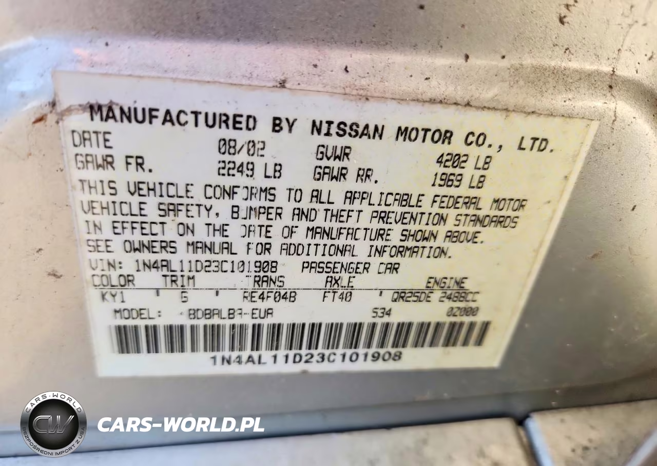 2003 Nissan Altima 2.5 VIN:1N4AL11D23C101908 - 13