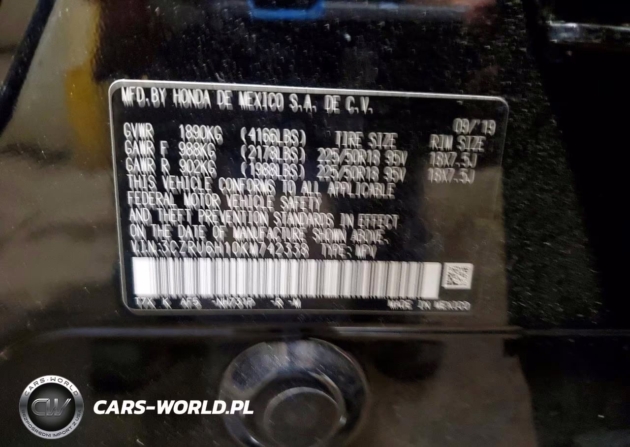 2019 Honda Hr-V Sport VIN:3CZRU6H10KM742338 - 12