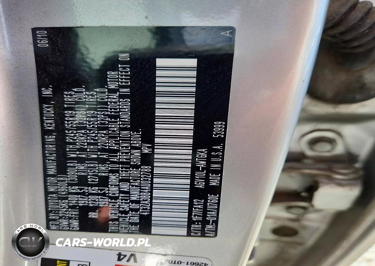 2010 Toyota Venza Fwd 4Cyl VIN:4T3ZA3BB4AU032788 - 12