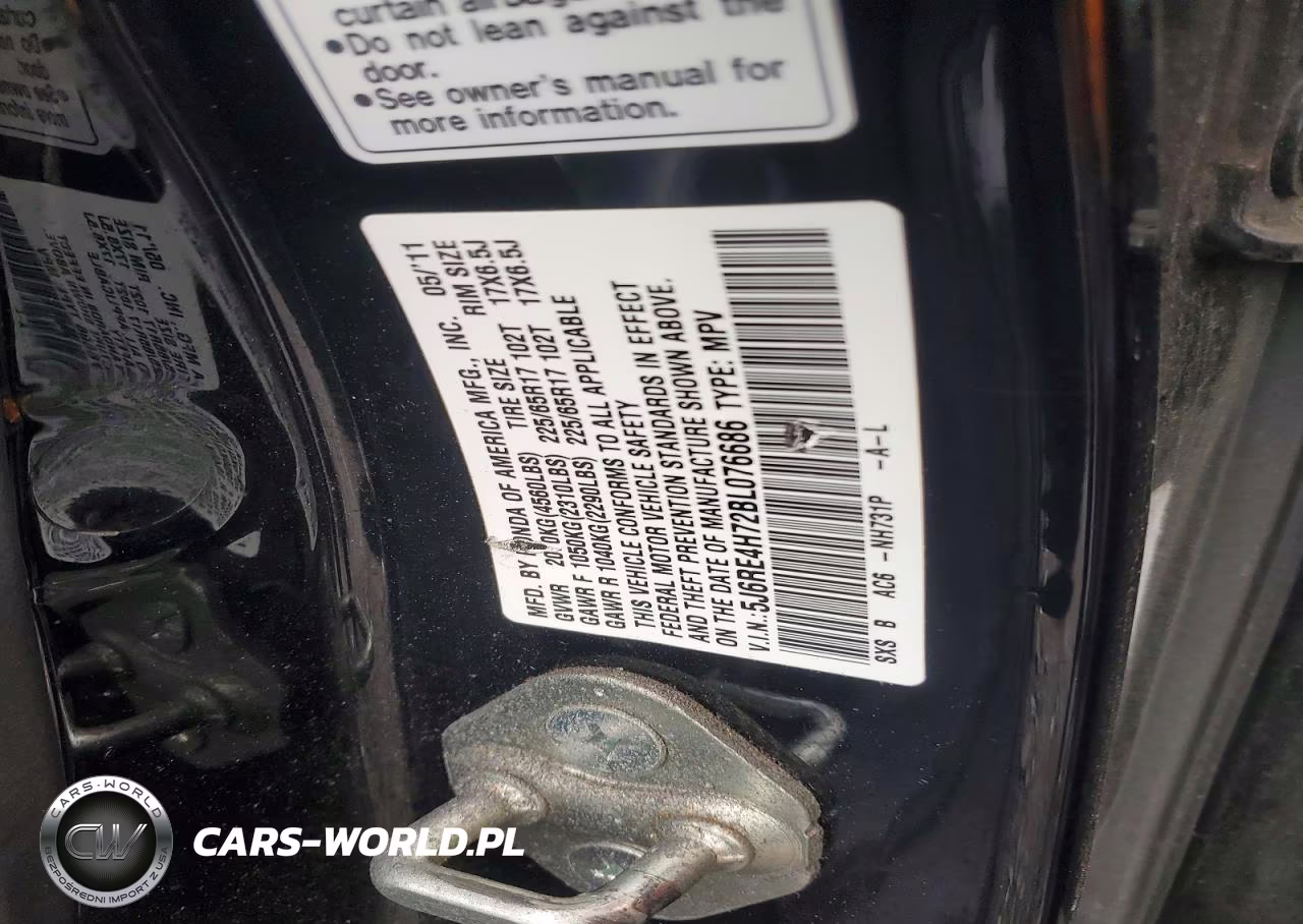 2011 Honda Cr-V Exl VIN:5J6RE4H72BL076686 - 13