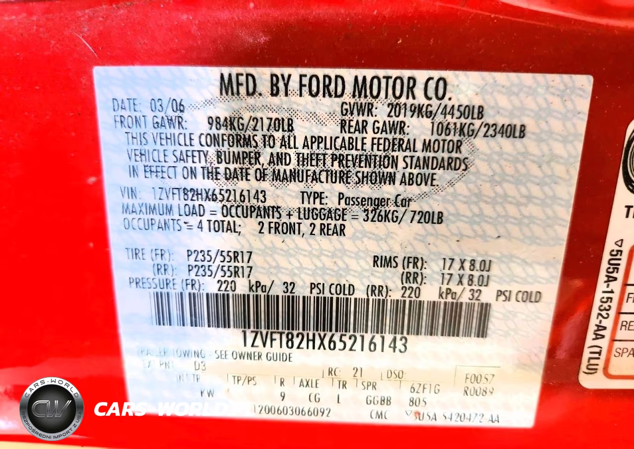 2006 Ford Mustang Gt VIN:1ZVFT82HX65216143 - 12