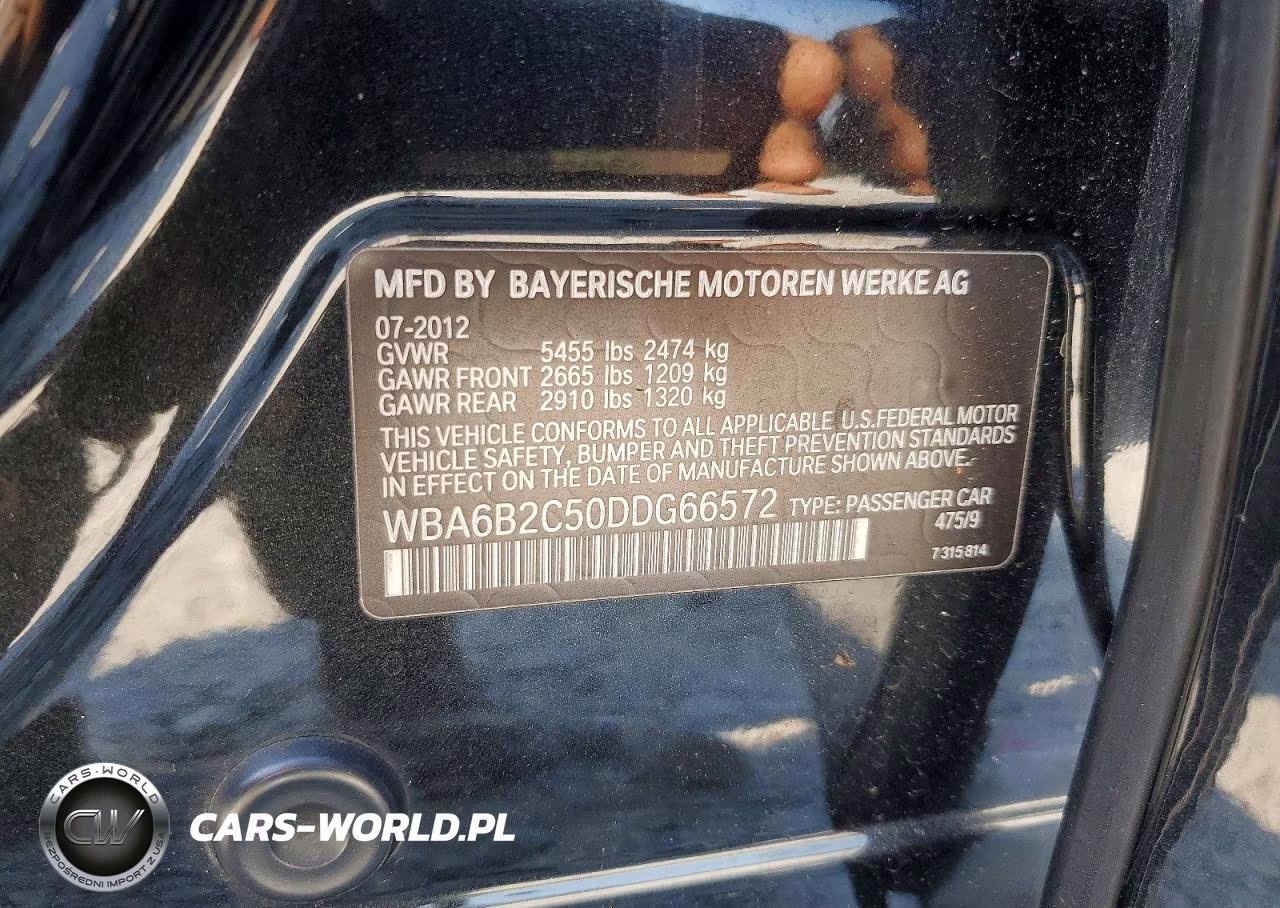 2013 BMW 650 I VIN:WBA6B2C50DDG66572 - 12
